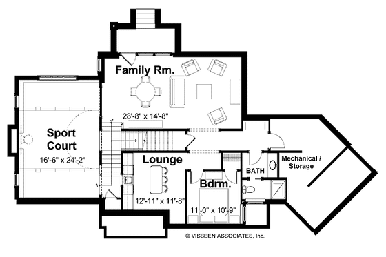 Floor Plan - Lower Floor for European House Plan #928-102 - 3 bed, 2.5 bath