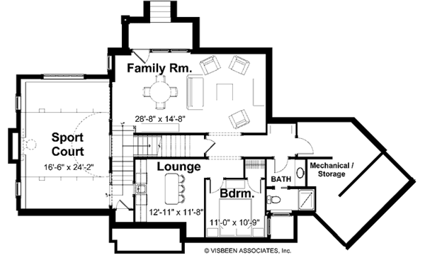 Architectural House Design - European Floor Plan - Lower Floor Plan #928-102