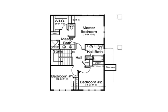 Floor Plan - Upper Floor for Prairie House Plan #895-74 - 3 bed, 2.5 bath