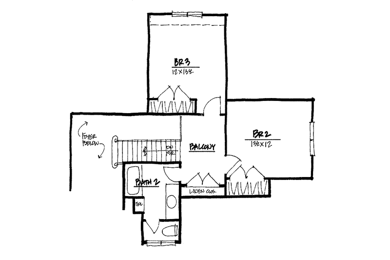 Home Plan - Floor Plan - Upper Floor for Classical House Plan #328-402 - 3 bed, 2.5 bath