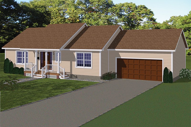 Dream House Plan - Exterior - Front Elevation 5 for Ranch House Plan #1061-35 - 2 bed, 2 bath