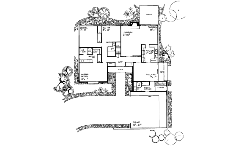 House Blueprint - Floor Plan - Main Floor for European House Plan #72-701 - 3 bed, 2.5 bath