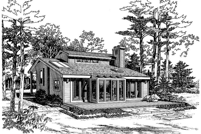 Home Plan - Exterior - Rear Elevation for Contemporary House Plan #456-63 - 3 bed, 2 bath