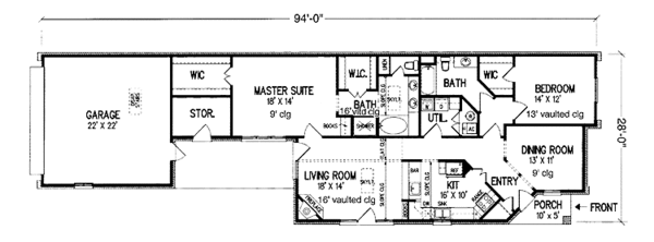 Architectural House Design - Ranch Floor Plan - Main Floor Plan #45-536