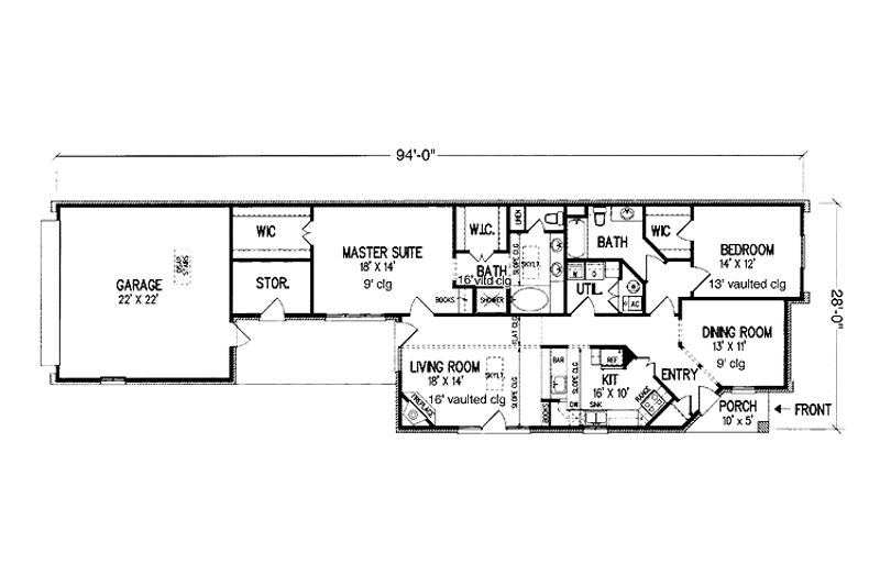 Home Plan - Floor Plan - Main Floor for Ranch House Plan #45-536 - 2 bed, 2 bath