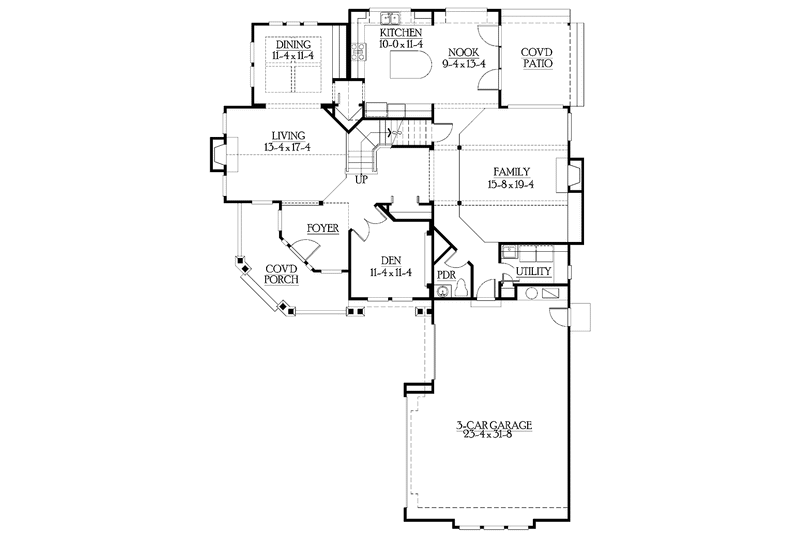 Home Plan - Floor Plan - Main Floor for Craftsman House Plan #132-449 - 4 bed, 2.5 bath
