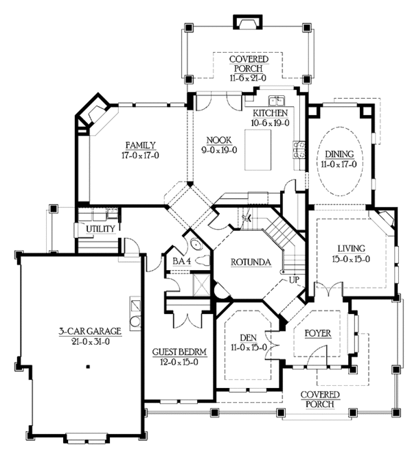 House Plan Design - Craftsman Floor Plan - Main Floor Plan #132-495