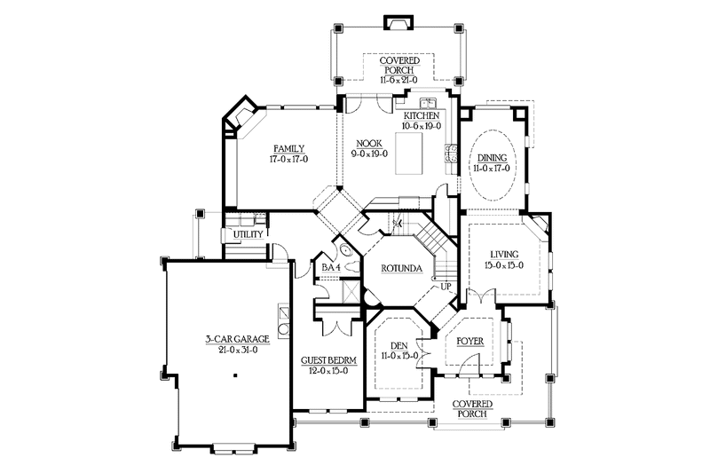 Home Plan - Floor Plan - Main Floor for Craftsman House Plan #132-495 - 5 bed, 4 bath