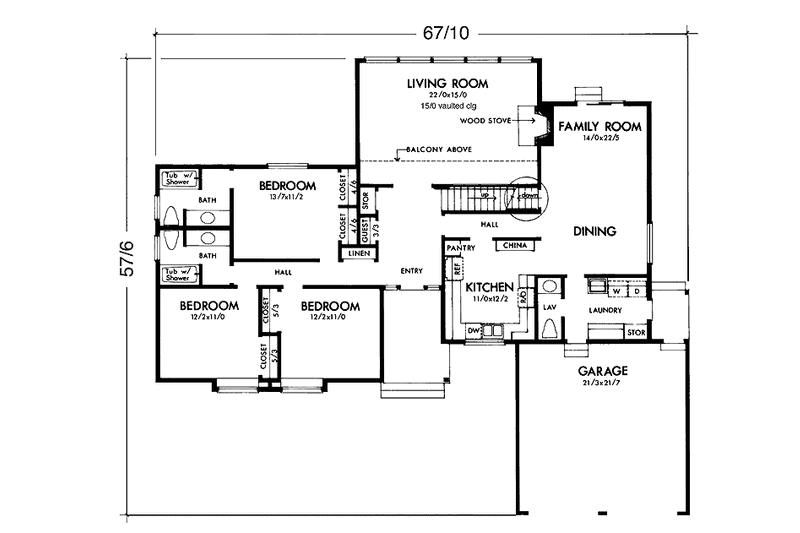 Home Plan - Floor Plan - Main Floor for Contemporary House Plan #320-1266 - 4 bed, 3.5 bath