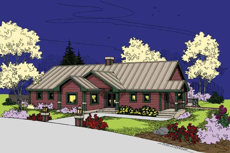 Architectural House Design - Ranch Exterior - Front Elevation Plan #60-1028