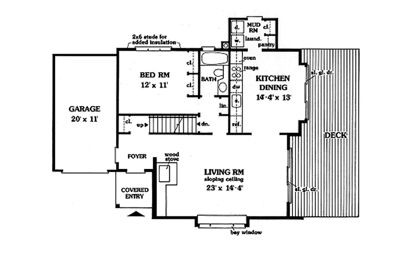 House Plan Design - Floor Plan - Main Floor for Contemporary House Plan #456-83 - 3 bed, 2 bath