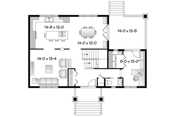 Floor Plan - Main Floor for Traditional House Plan #23-2508 - 3 bed, 1.5 bath