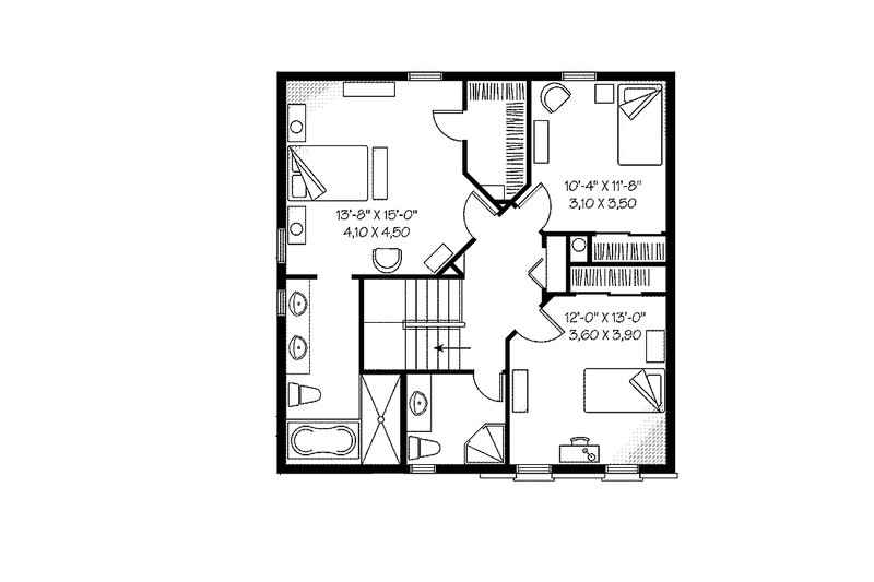 Home Plan - Floor Plan - Upper Floor for European House Plan #23-2428 - 3 bed, 2.5 bath