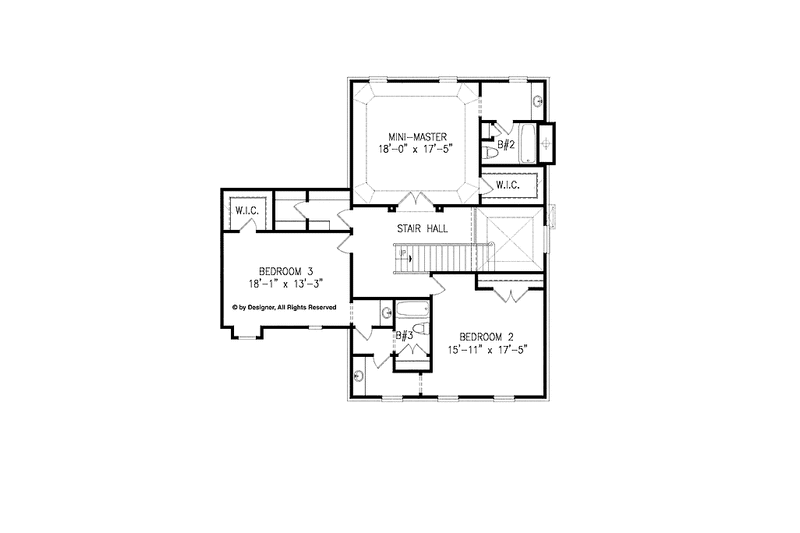 Dream House Plan - Floor Plan - Upper Floor for Colonial House Plan #54-354 - 4 bed, 3.5 bath