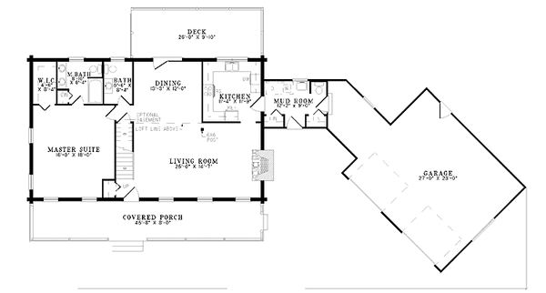 Home Plan - Floor Plan - Main Floor for Log House Plan #17-2945 - 3 bed, 2.5 bath