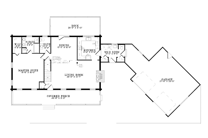 Home Plan - Floor Plan - Main Floor for Log House Plan #17-2945 - 3 bed, 2.5 bath
