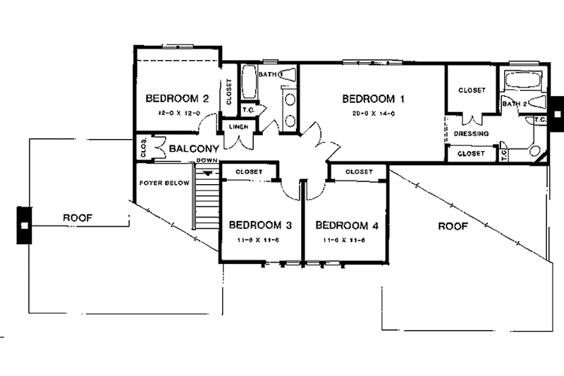 Home Plan - Floor Plan - Upper Floor for Contemporary House Plan #1001-146 - 4 bed, 2.5 bath