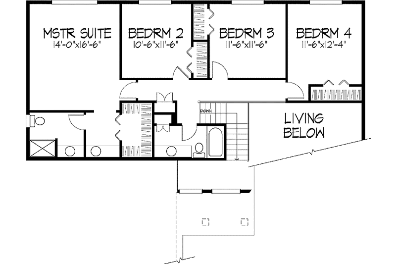 Dream House Plan - Floor Plan - Upper Floor for Contemporary House Plan #51-913 - 4 bed, 2.5 bath