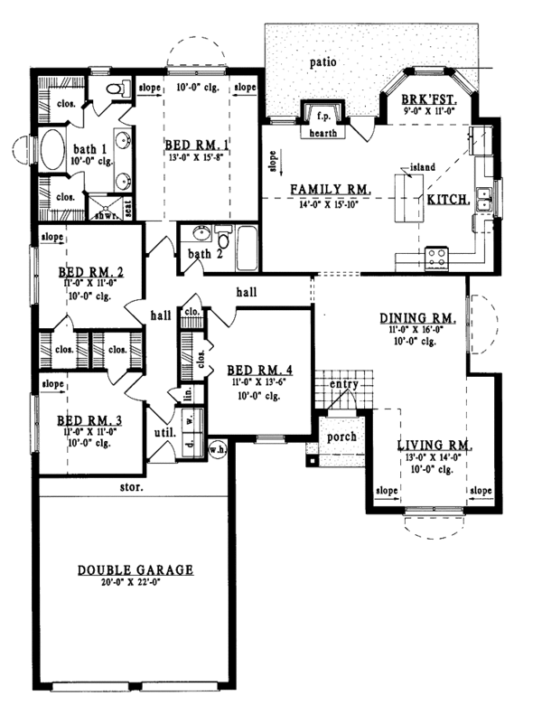House Plan Design - Ranch Floor Plan - Main Floor Plan #42-586
