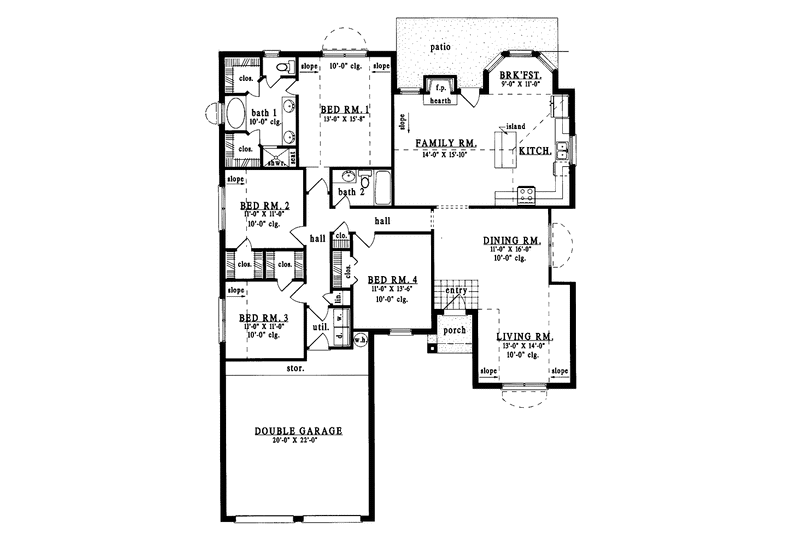 Dream House Plan - Floor Plan - Main Floor for Ranch House Plan #42-586 - 4 bed, 2 bath