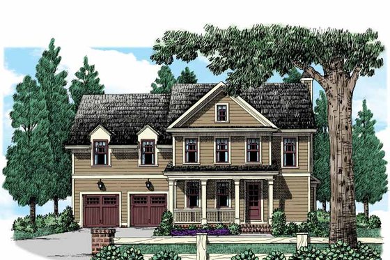 Exterior - Front Elevation 3 for Country House Plan #927-946 - 4 bed, 2.5 bath