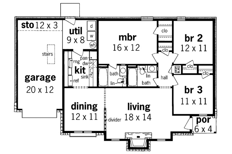 Architectural House Design - Floor Plan - Upper Floor for European House Plan #45-398 - 3 bed, 2 bath