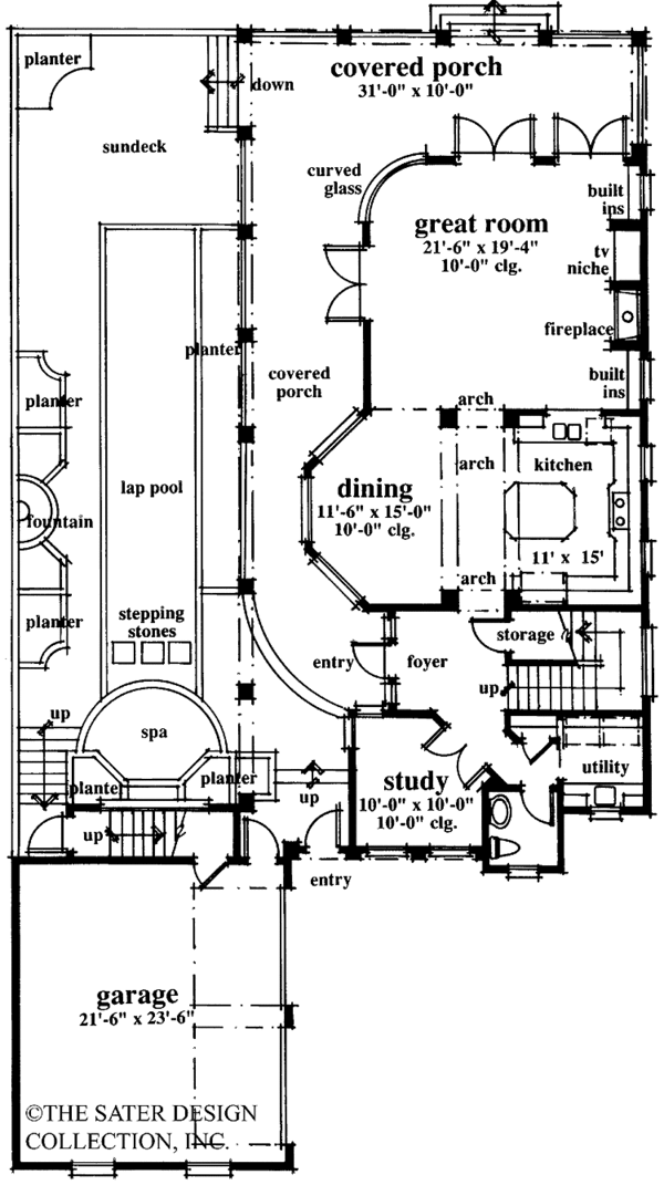 Architectural House Design - Mediterranean Floor Plan - Main Floor Plan #930-70