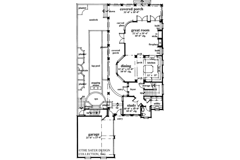 Dream House Plan - Floor Plan - Main Floor for Mediterranean House Plan #930-70 - 3 bed, 2.5 bath