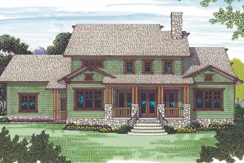 Home Plan - Exterior - Rear Elevation for Craftsman House Plan #453-445 - 3 bed, 3.5 bath