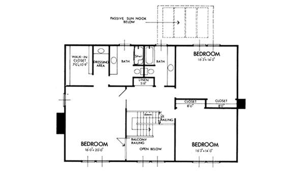 Architectural House Design - Colonial Floor Plan - Upper Floor Plan #320-1262