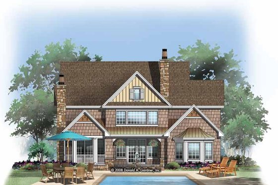 Exterior - Rear Elevation 2 for Craftsman House Plan #929-832 - 4 bed, 3.5 bath