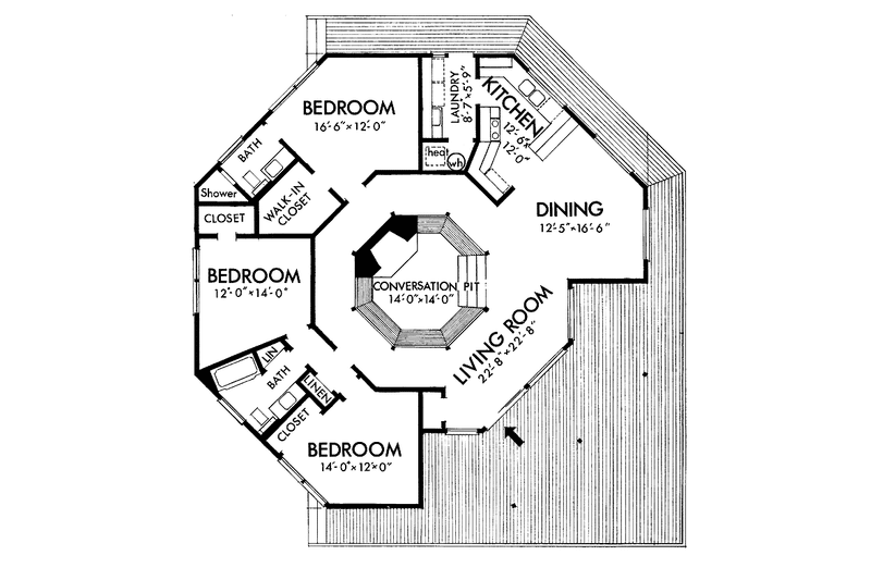 Home Plan - Floor Plan - Main Floor for Contemporary House Plan #320-789 - 3 bed, 2 bath