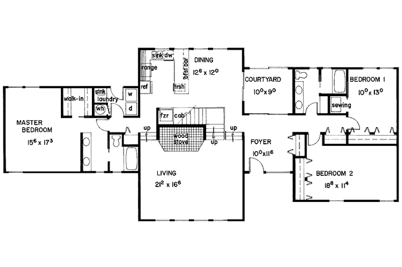 Dream House Plan - Floor Plan - Main Floor for Contemporary House Plan #60-860 - 3 bed, 2 bath