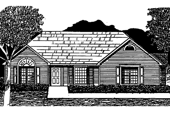 Exterior - Front Elevation 3 for Country House Plan #30-307 - 3 bed, 2 bath