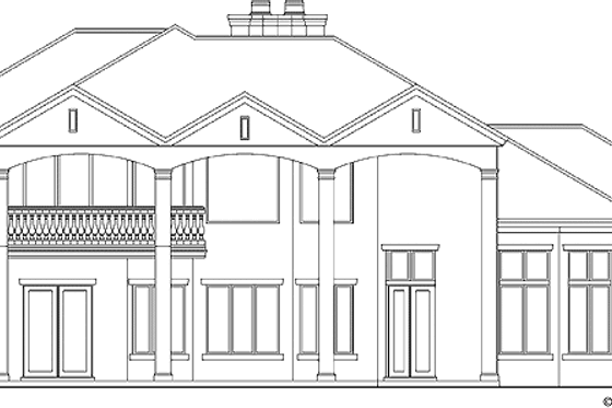 Exterior - Rear Elevation for European House Plan #930-333 - 5 bed, 4.5 bath