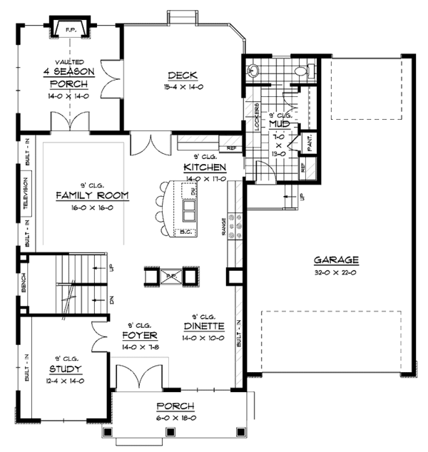House Plan Design - European Floor Plan - Main Floor Plan #51-656
