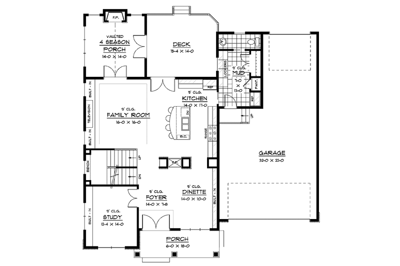 Architectural House Design - Floor Plan - Main Floor for European House Plan #51-656 - 3 bed, 2.5 bath