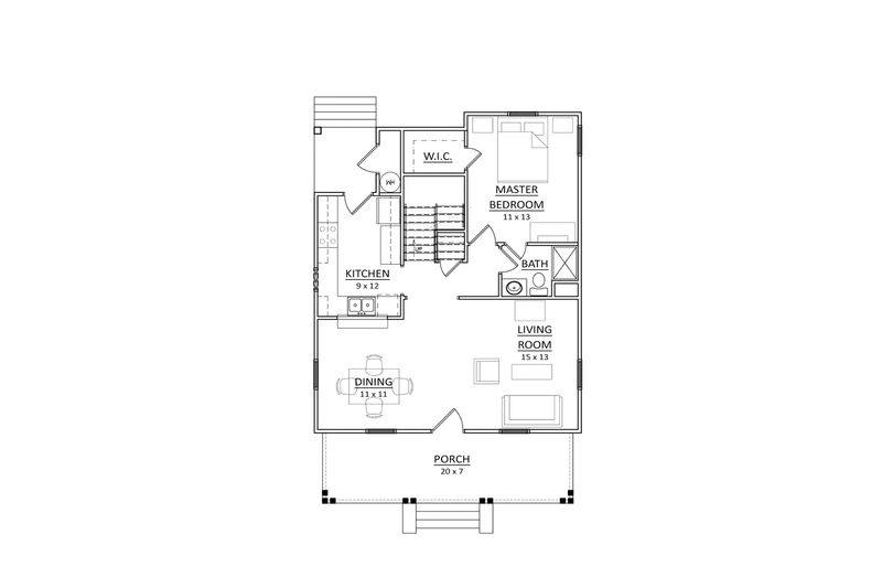 Architectural House Design - Floor Plan - Main Floor for Craftsman House Plan #936-6 - 3 bed, 2 bath