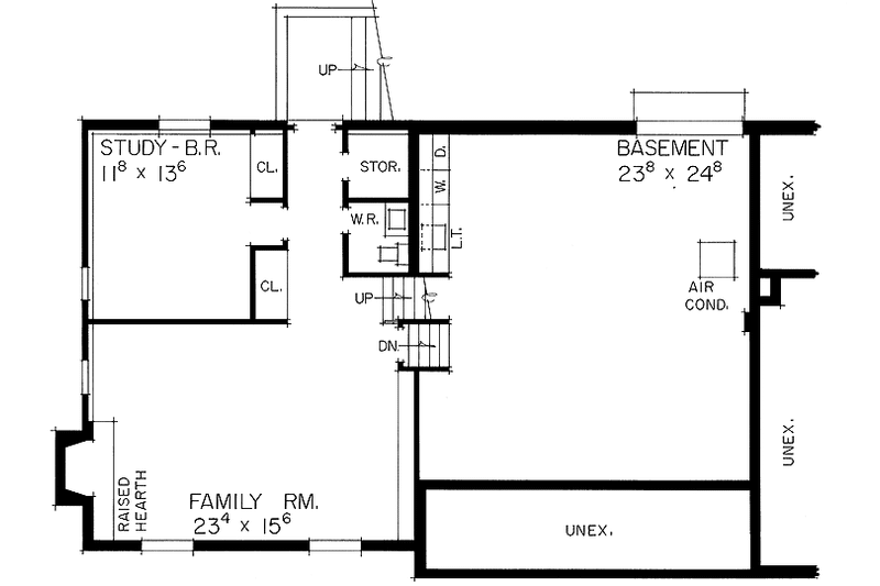 House Plan Design - Floor Plan - Lower Floor for Country House Plan #72-553 - 3 bed, 2 bath