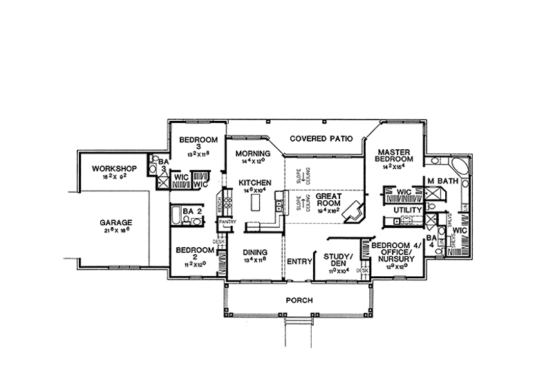 Home Plan - Floor Plan - Main Floor for Country House Plan #472-305 - 4 bed, 4 bath