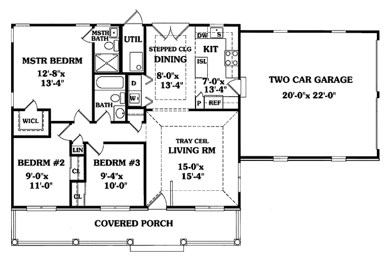 Architectural House Design - Floor Plan - Main Floor for Country House Plan #314-189 - 3 bed, 2 bath