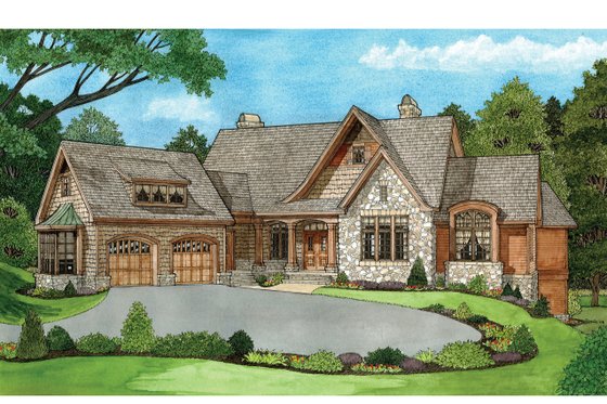 Exterior - Front Elevation 4 for European House Plan #929-894 - 4 bed, 4.5 bath