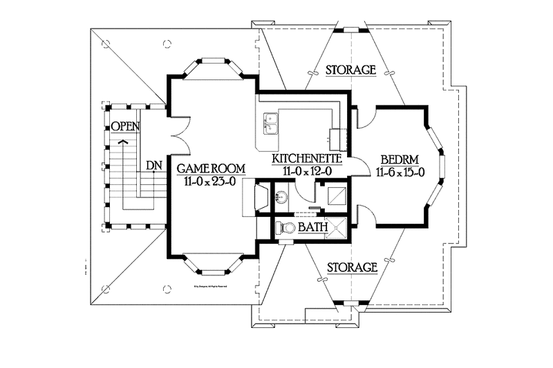 Home Plan - Floor Plan - Upper Floor for Victorian House Plan #132-526 - 1 bed, 1 bath