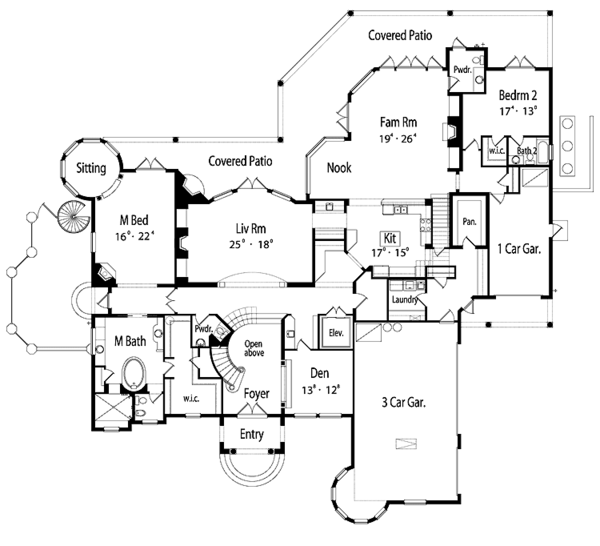Architectural House Design - Mediterranean Floor Plan - Main Floor Plan #417-761