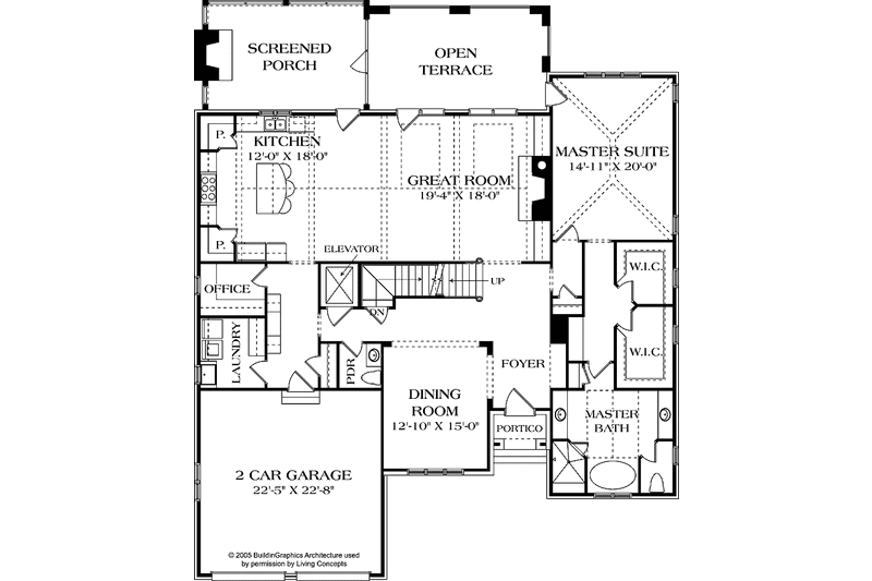 Home Plan - Floor Plan - Main Floor for European House Plan #453-588 - 4 bed, 4 bath
