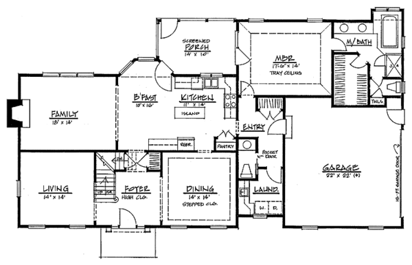 Architectural House Design - Colonial Floor Plan - Main Floor Plan #328-288