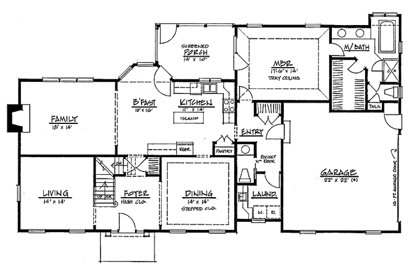 Home Plan - Floor Plan - Main Floor for Colonial House Plan #328-288 - 3 bed, 2.5 bath