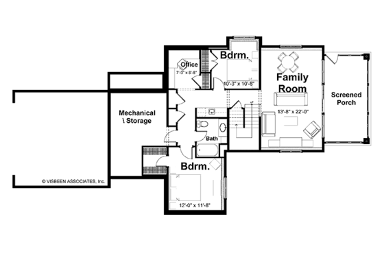 Floor Plan - Lower Floor for Traditional House Plan #928-181 - 3 bed, 2.5 bath