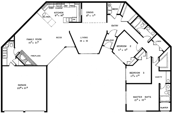 Home Plan - Contemporary Floor Plan - Main Floor Plan #60-963