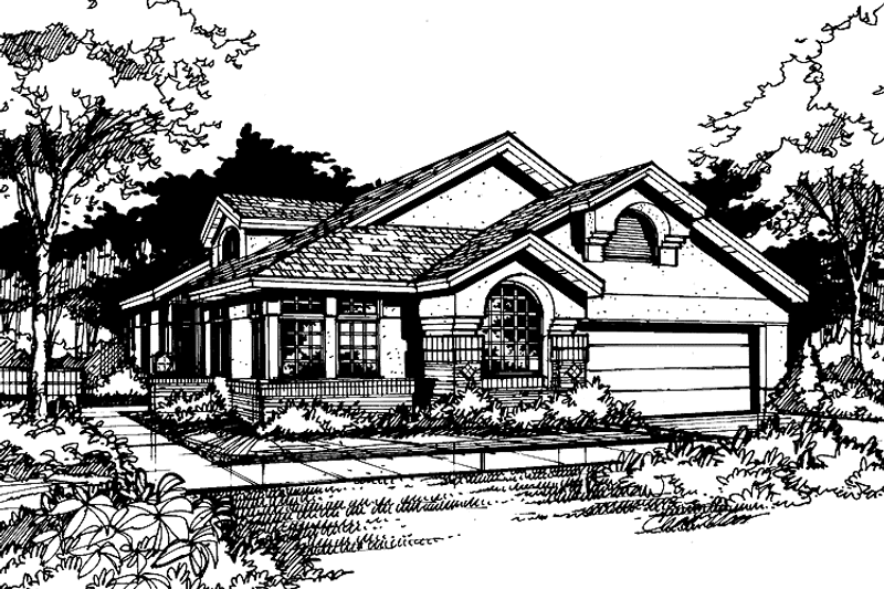 Architectural House Design - Exterior - Front Elevation 3 for Mediterranean House Plan #320-736 - 3 bed, 2.5 bath